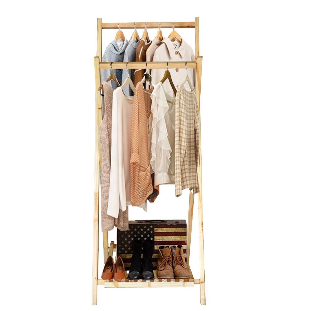 Woodly - Modern Foldable Wooden Clothing Garment Rack