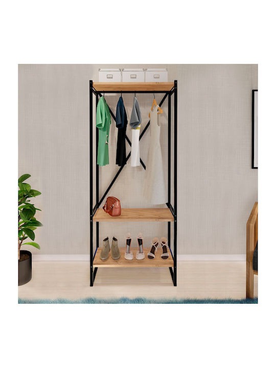 Woodly Wardrobe Black and Oak - 66x34x160 cm