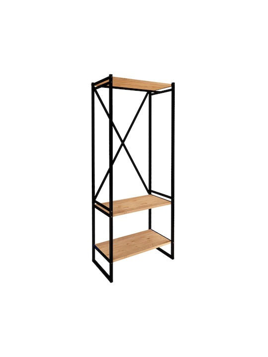 Woodly Wardrobe Black and Oak - 66x34x160 cm