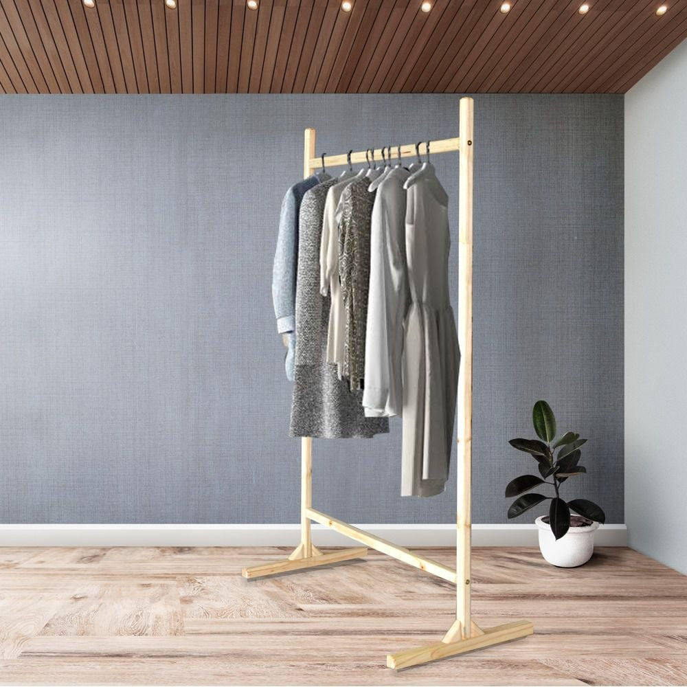 Woodly Modern Single Rail Free-Standing Clothes Rack