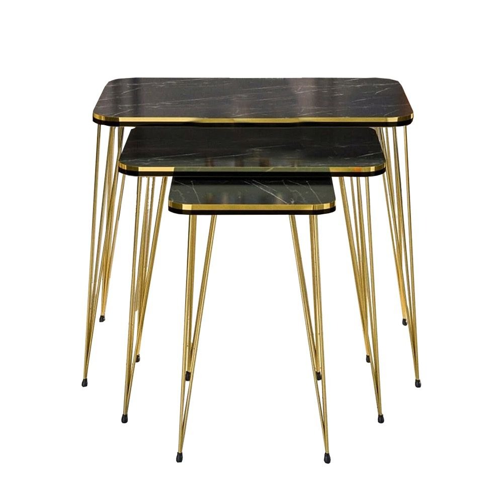 Woodly Nesting Coffee Tables with Metal Legs