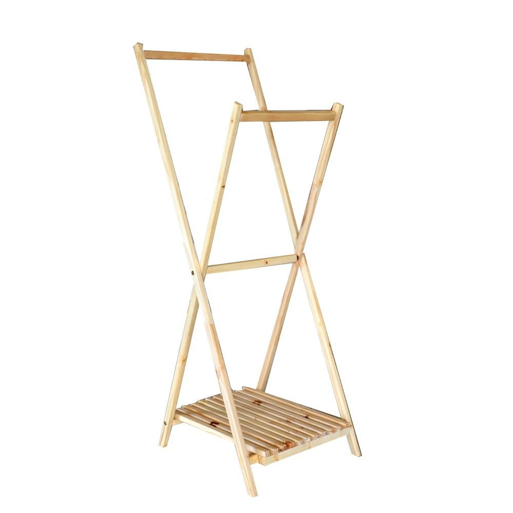 Woodly - Modern Foldable Wooden Clothing Garment Rack
