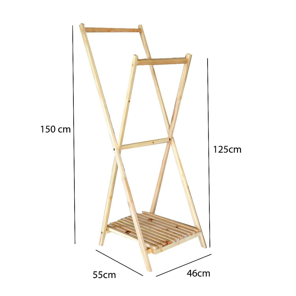 Woodly - Modern Foldable Wooden Clothing Garment Rack