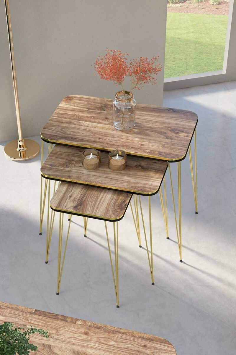 Woodly Nesting Coffee Tables with Metal Legs