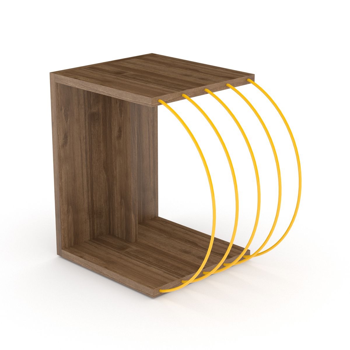 Case Modern Artsy Living Accent Coffee Side Table - Walnut & Yellow