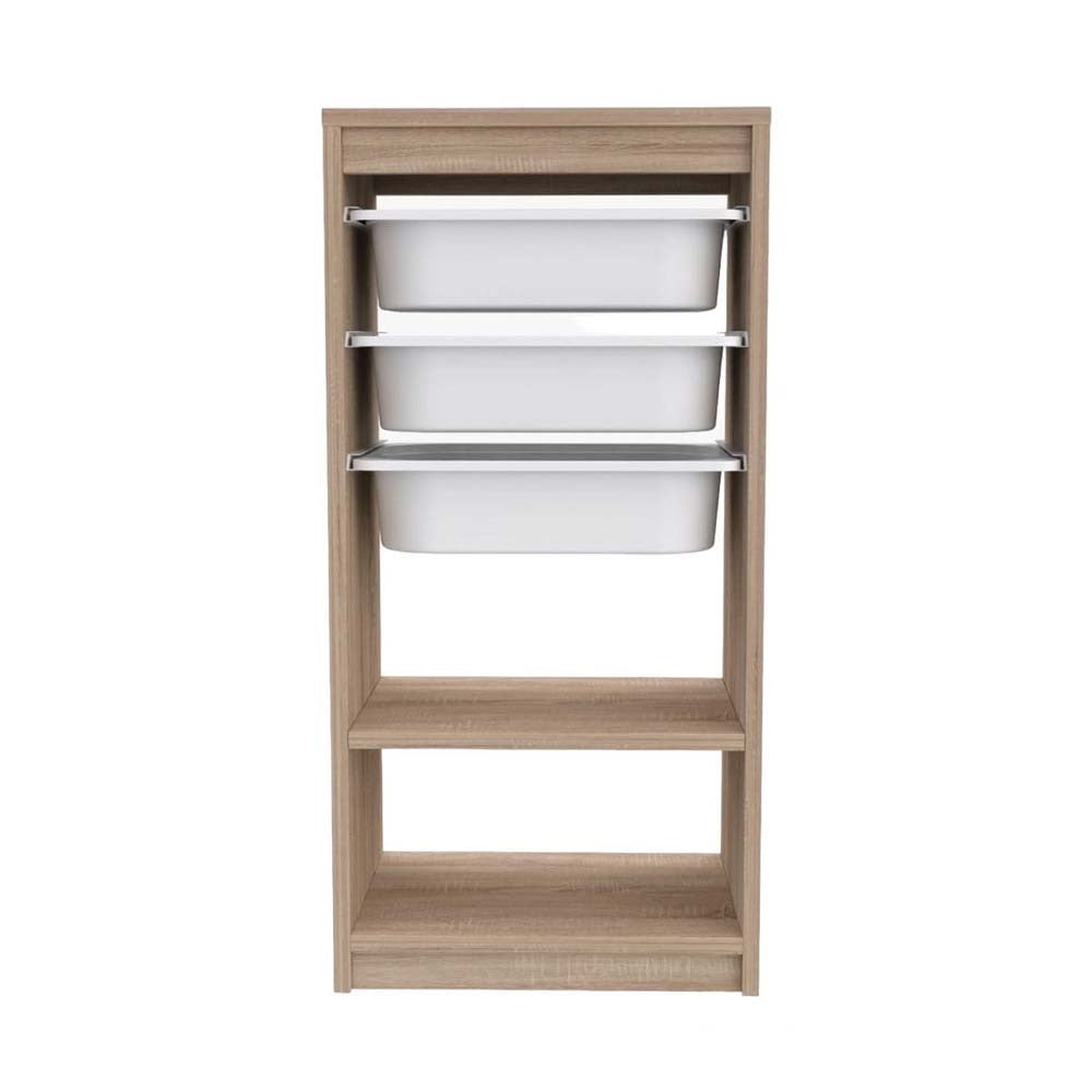 Woodly Modern Multi-Functional 3 Small Basket & 2 Shelf Storage Cabinet