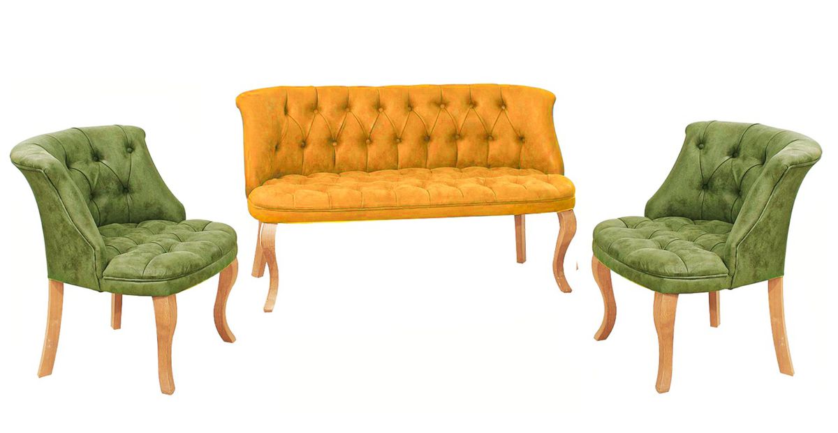 3 Piece Luxurious Chester Velvet Leather Couch Set