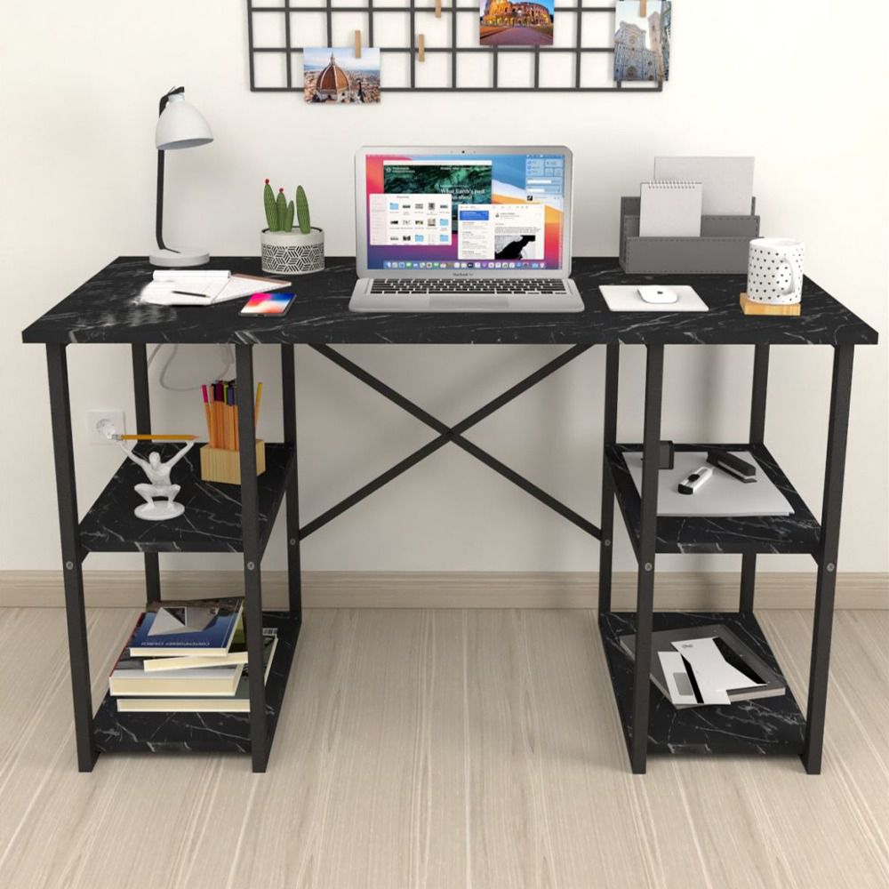 Modern Crisscross 4 Shelf Study Desk