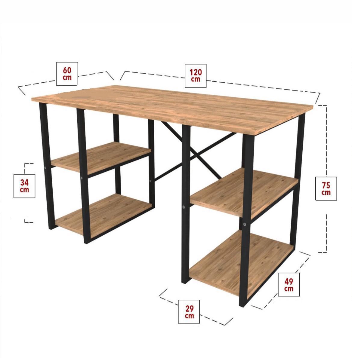 Modern Crisscross 4 Shelf Study Desk