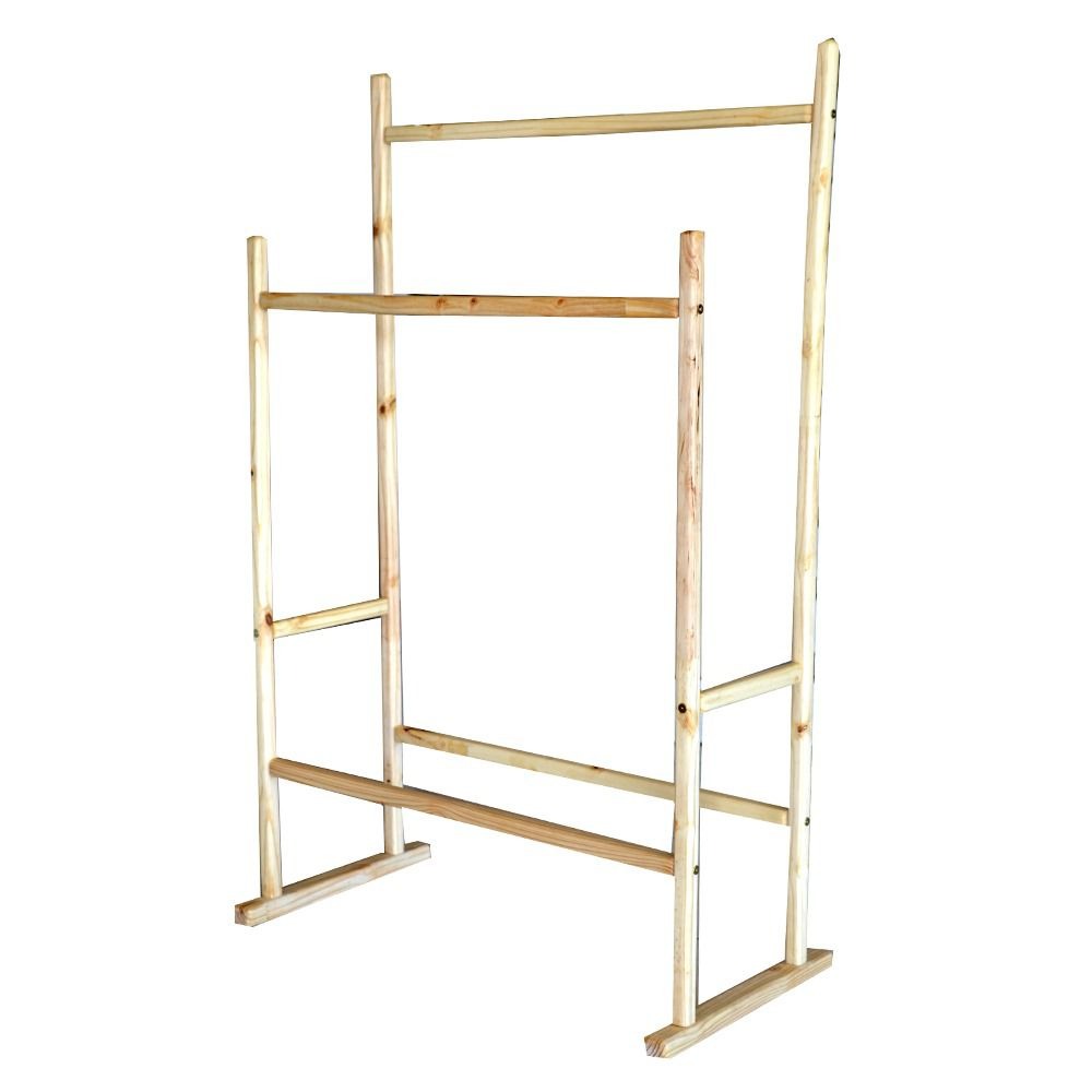 Woodly Modern Wooden Double Pole Clothing Rack