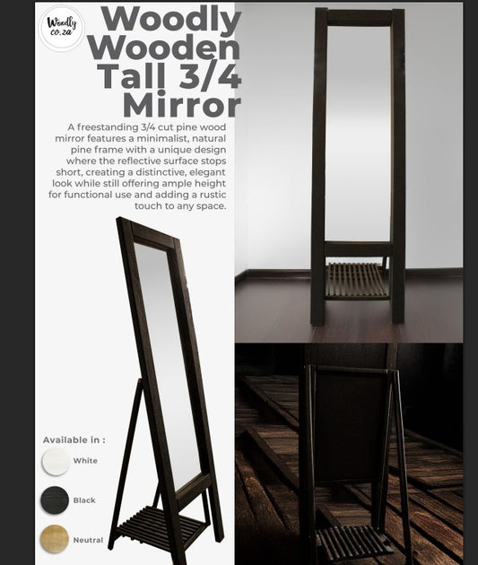 Wooldy Wooden Tall 3/4 Mirror