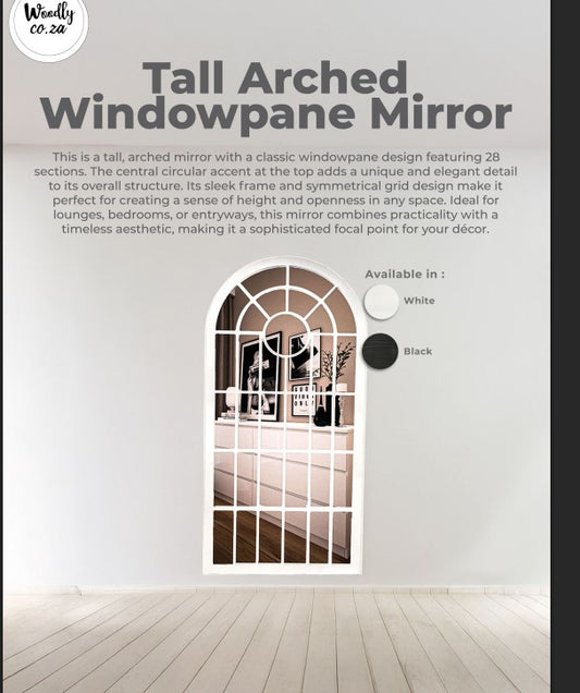 Tall Arched Windowpane Mirror