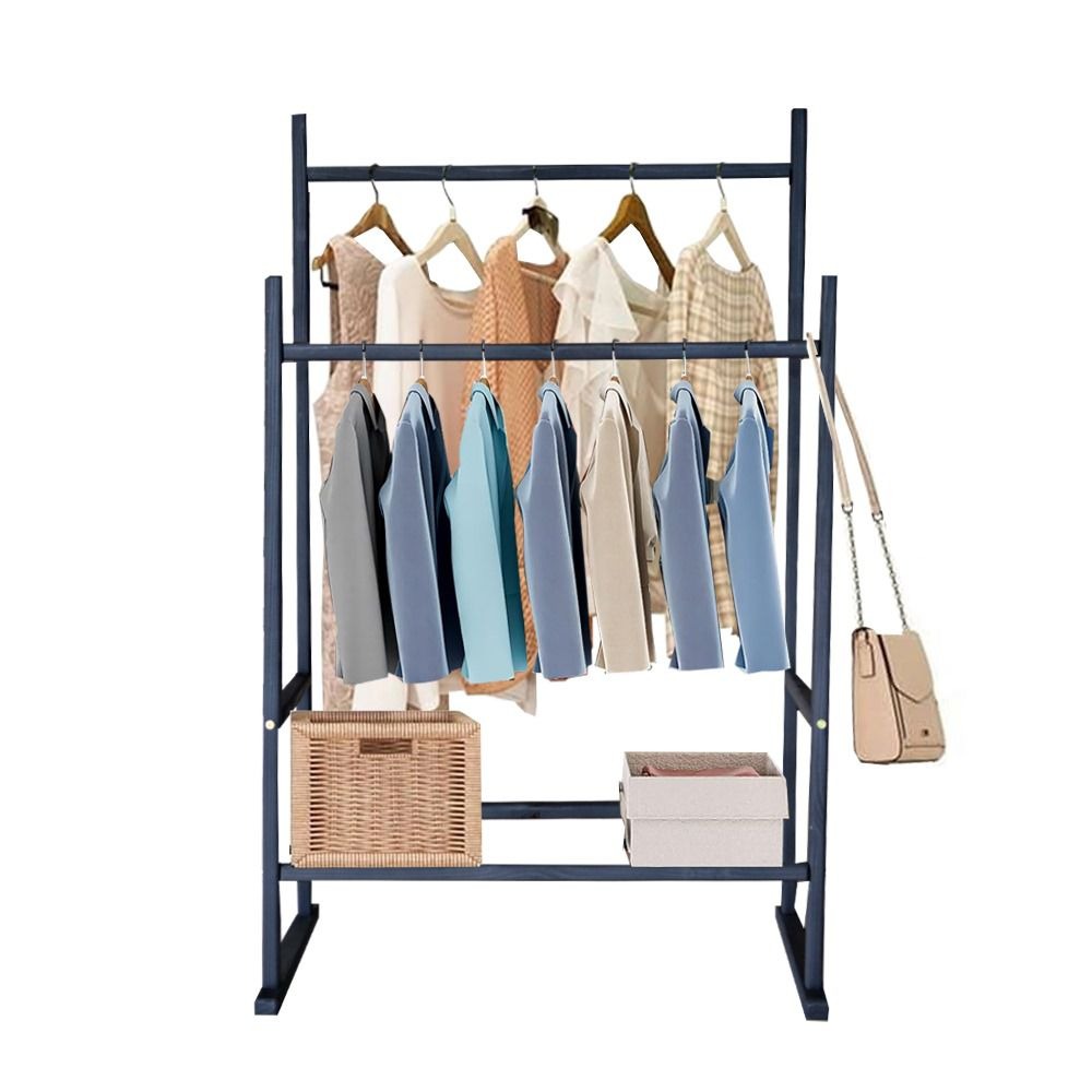 Woodly Modern Wooden Double Pole Clothing Rack