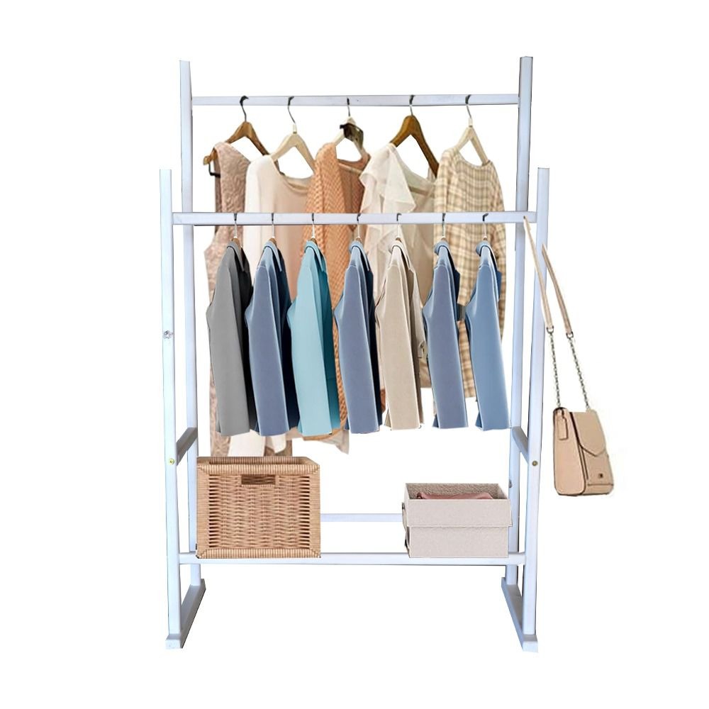 Woodly Modern Wooden Double Pole Clothing Rack