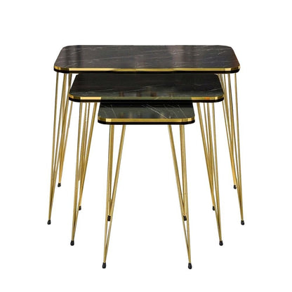Woodly Nesting Coffee Tables with Metal Legs