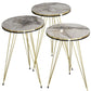 Luxurious Modern 3 Piece Round Nesting Side/End Table Set with Metal Legs