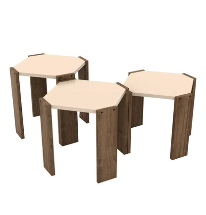 Modern 3 Piece Stacking Space-Saving Wooden Design Side Nesting Table Set
