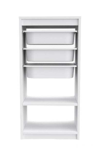 Woodly Modern Multi-Functional 3 Small Basket & 2 Shelf Storage Cabinet