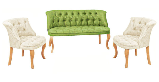 3 Piece Luxurious Chester Velvet Leather Couch Set