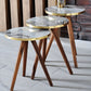 Modern 3 Piece Round Nesting Side/End Table Set with Wooden Legs