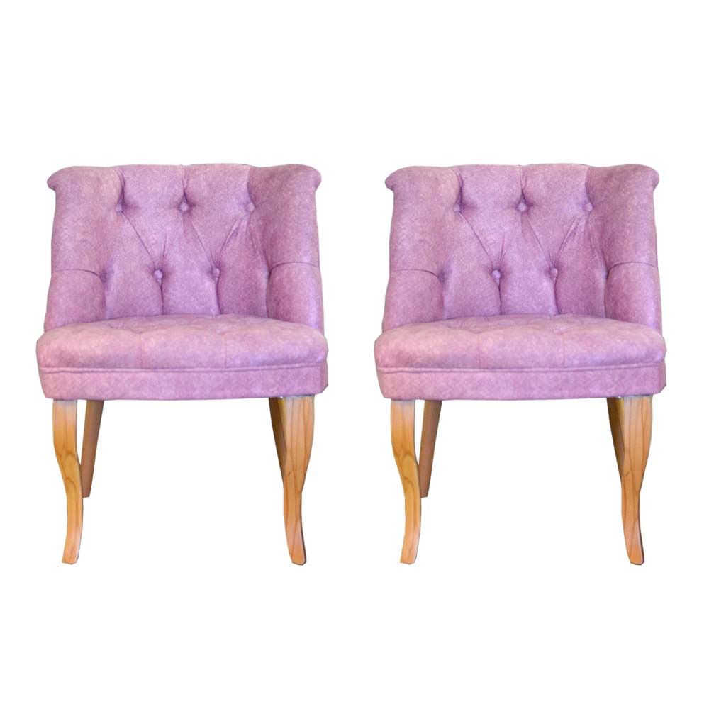 2 Piece Luxurious Comfortable Chester Design Velvet Leather Chair Set