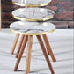 Modern 3 Piece Round Nesting Side/End Table Set with Wooden Legs
